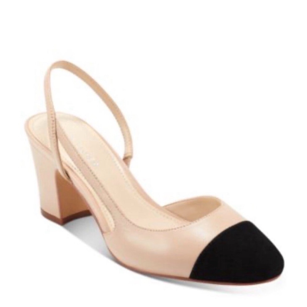 Marc Fisher Nude and Black Slingback Heels